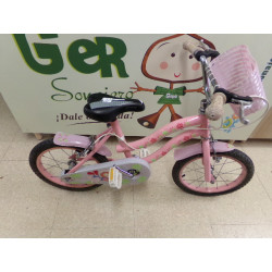 Bicicleta rosa 16" con cesta