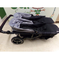 Carro gemelar paralelo Easytwin Baby Monster, 2 capazos y plástico de  lluvia. Segunda mano.