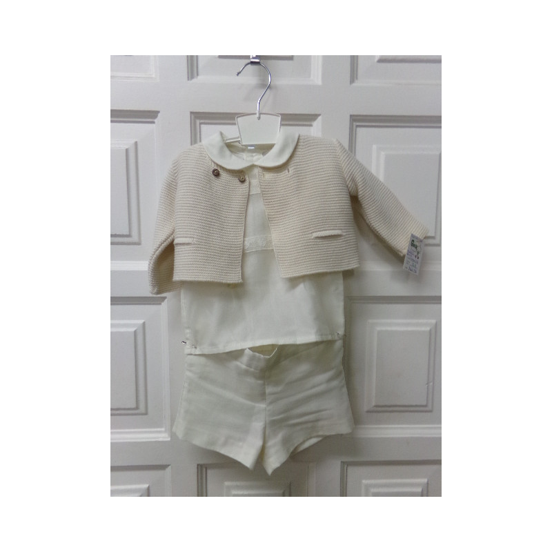Conjunto Bautizo, pantalón, blusa y chaqueta 3 meses. Segunda mano.