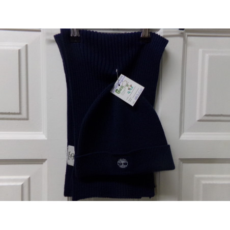 Conjunto gorro y bufanda Timberland 7-8 años, azul marino. Segunda mano.