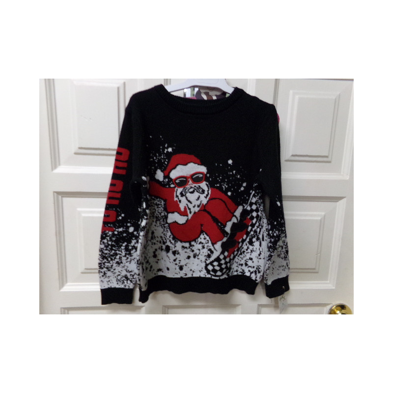 Jersey 8 años, negro, Papa Noel. Segunda mano.