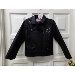 Cazadora negra polipiel 8 años. Segunda mano.