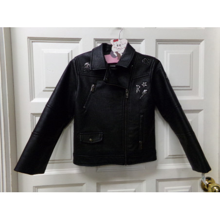 Cazadora negra polipiel 8 años. Segunda mano.