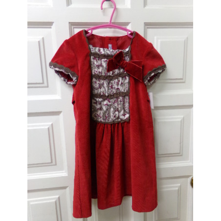 Vestido pana rojo 5-6 años. Segunda mano.
