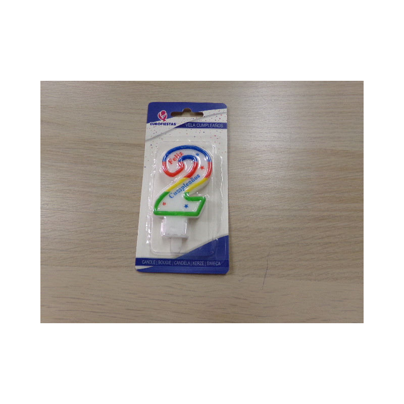 Vela cumpleaños nº 2. Sin uso.