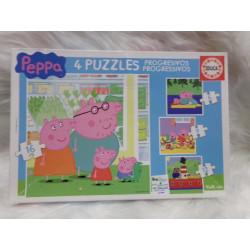 4 Puzzles progresivos Peppa Pig. Segunda mano.