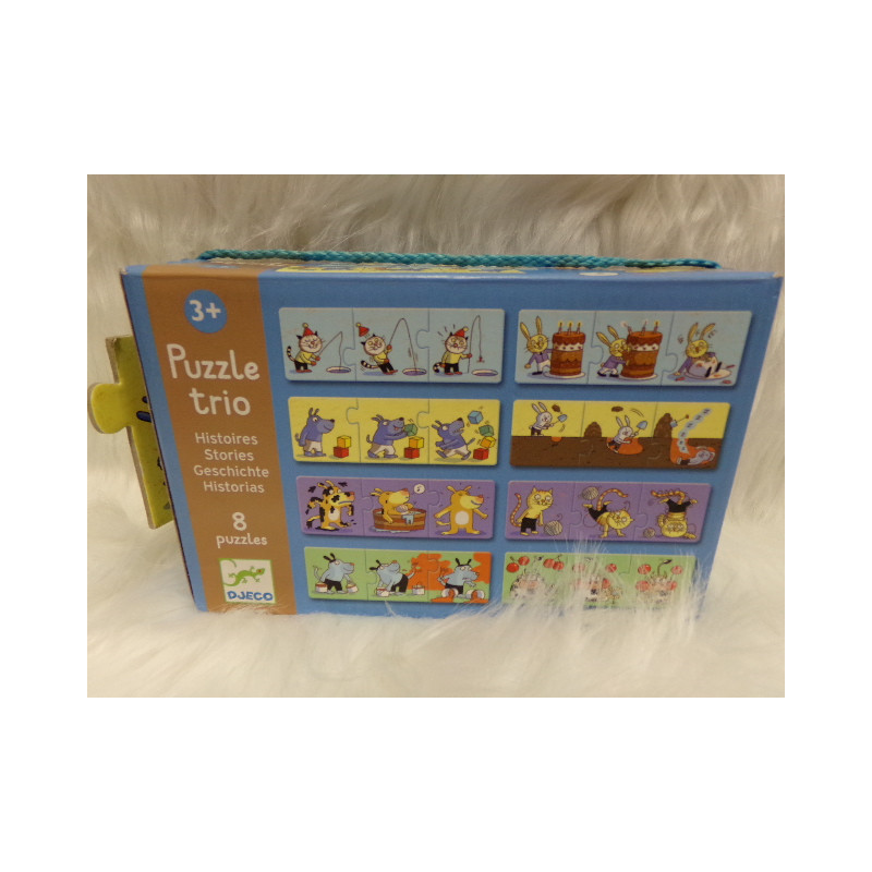 Puzzle trio, 8 historias, Djeco. Segunda mano.