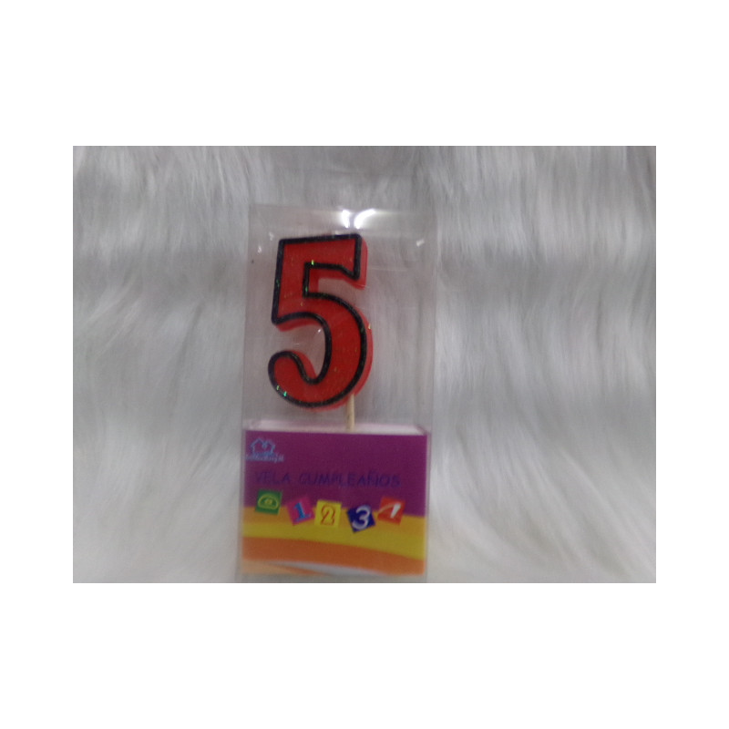 Vela de cumpleaños nº 5. Sin uso.