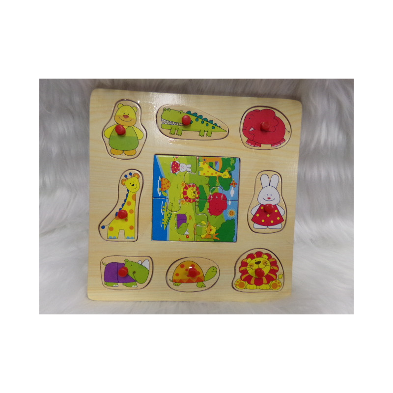 Puzzle de animales, madera. Segunda mano.