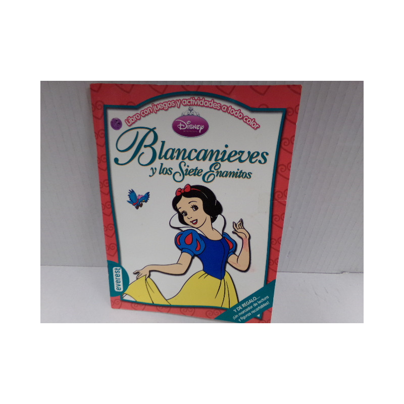 Libro con juegos y actividades a todo color Blancanieves y los 7 enanitos. Sin uso.