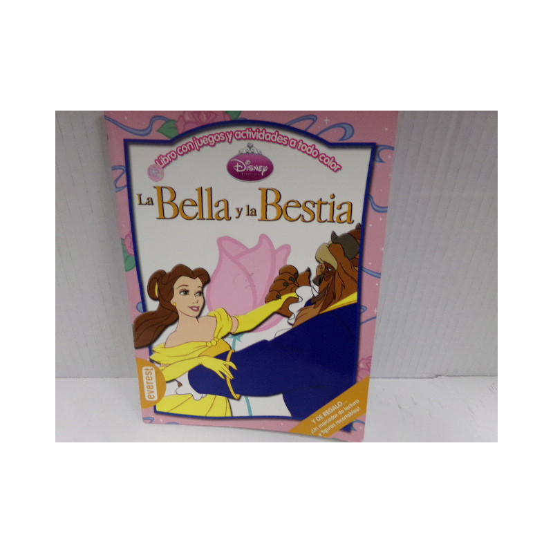 Libro con juegos y actividades a todo color La Bella y la Bestia. Sin uso.