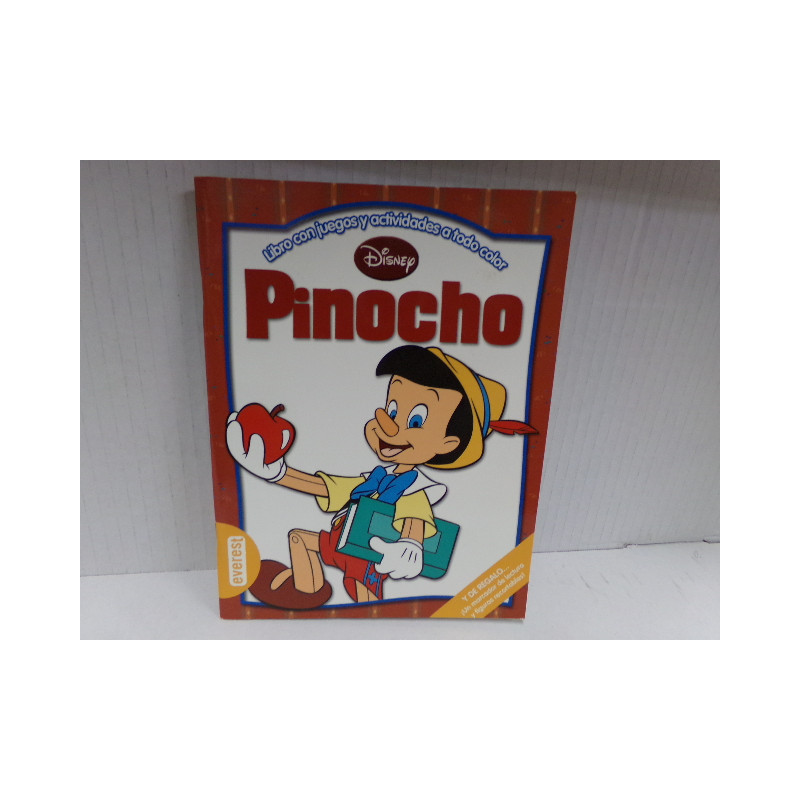 Libro con juegos y actividades a todo color Pinocho. Sin uso.