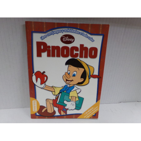 Libro con juegos y actividades a todo color Pinocho. Sin uso.