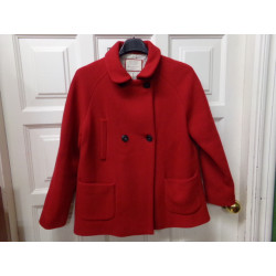 Chaquetón paño rojo Zara 11-12 años. Segunda mano.