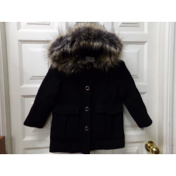 Chaquetón negro Zara paño 6 años. Segunda mano.