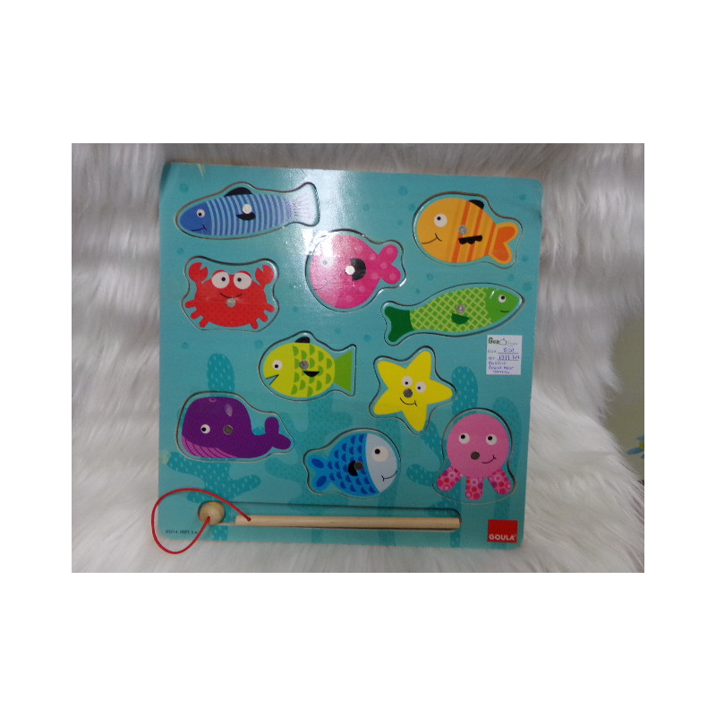 Puzzle de madera Goula, pesca de peces. Segunda mano.