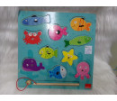 Puzzle de madera Goula, pesca de peces. Segunda mano.