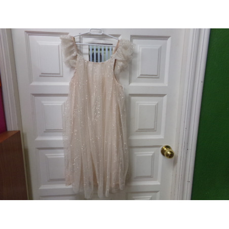 Vestido beige brille brille 11-12 años. Segunda mano.