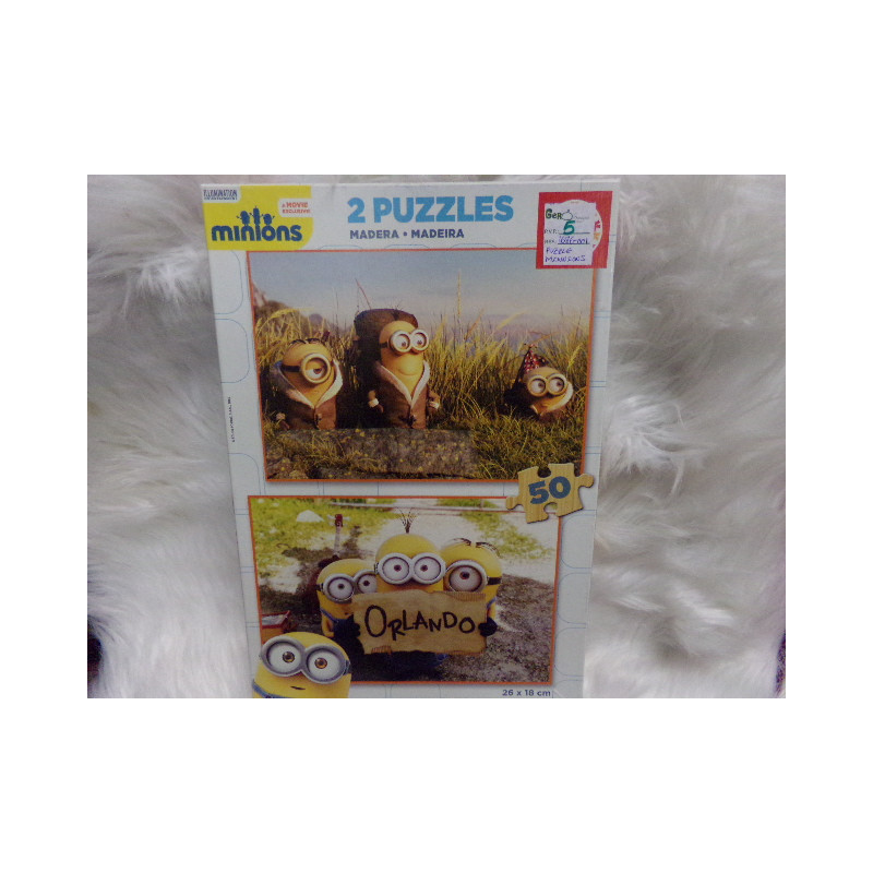 2 puzzles de madera 50 piezas, Minions. Segunda mano.