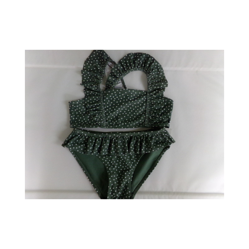 Biquini verde topitos 6 años. Segunda mano.