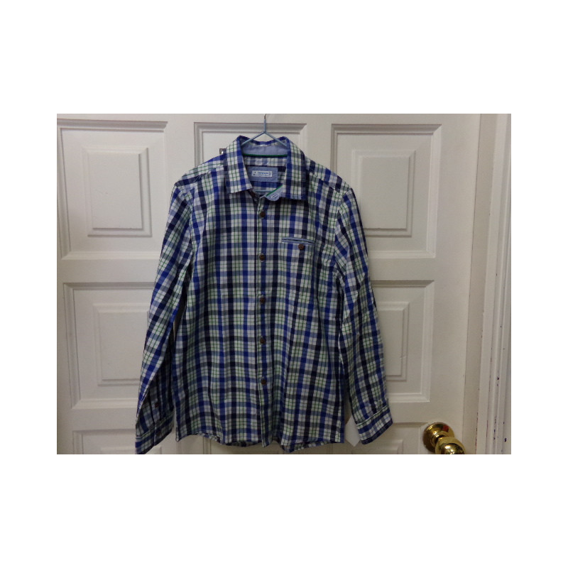 Camisa Mayoral cuadros azul y verde 8 años. Segunda mano.