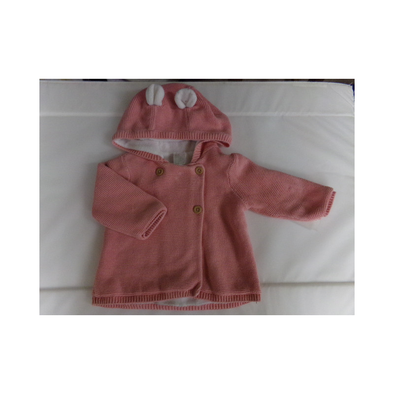 Chaqueta, abriguito rosa con capucha 4-6 meses. Segunda mano.