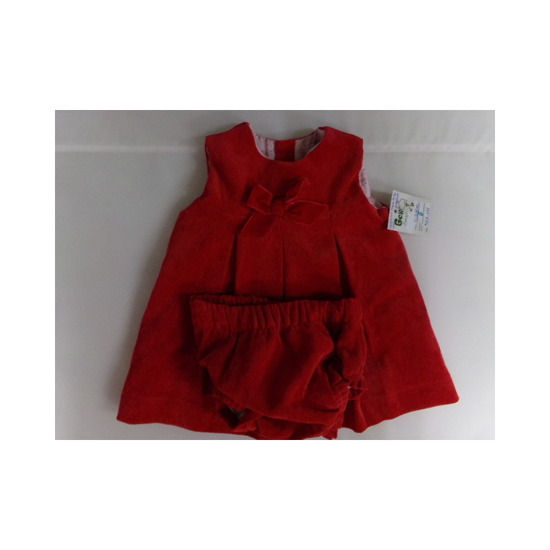 Vestido pana rojo con bragola 3-6 meses. Segunda mano.