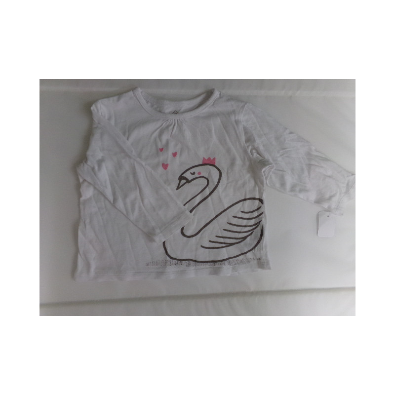 Camiseta blanca cisne 18 meses m/l. Segunda mano.