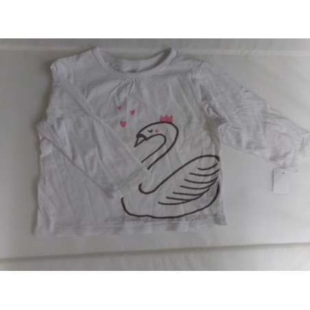 Camiseta blanca cisne 18 meses m/l. Segunda mano.