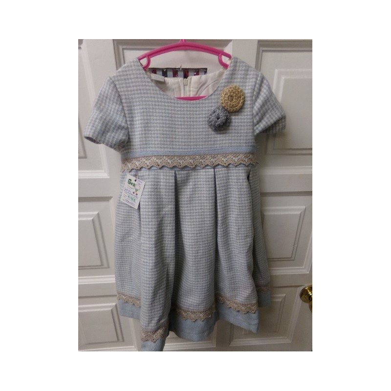 Vestido pata de gallo azul 36 meses