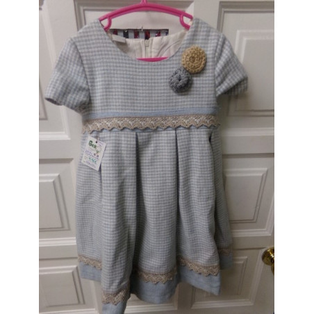 Vestido pata de gallo azul 36 meses