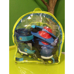 Mochila patines con protectores y conos. Segunda mano