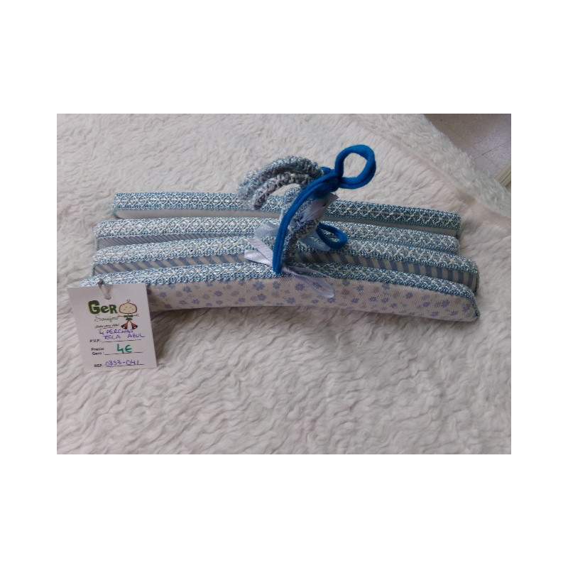 4 Perchas de tela color azul. Segunda mano