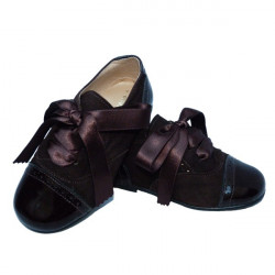 Zapatos de piel ante y charol color marrón,estilo blucher, N21. segunda mano