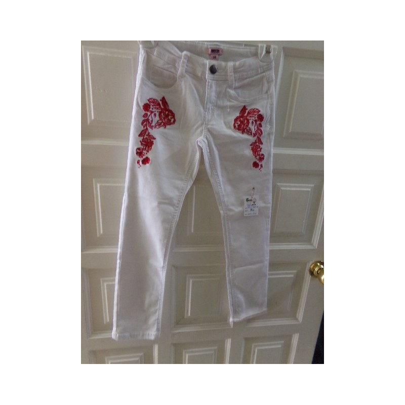 Vaquero blanco flores 7 años