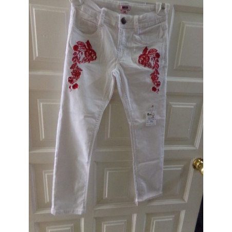 Vaquero blanco flores 7 años