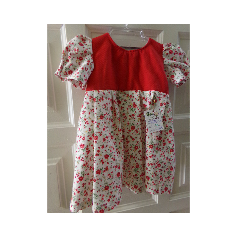 Vestido rojo flores talla 9 meses. Segunda mano