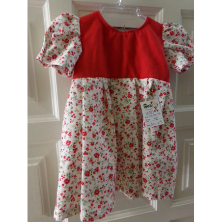 Vestido rojo flores talla 9 meses. Segunda mano