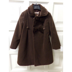 Abrigo de paño marrón chocolate talla 4 años. Segunda mano