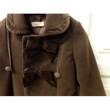 Abrigo de paño marrón chocolate talla 4 años. Segunda mano