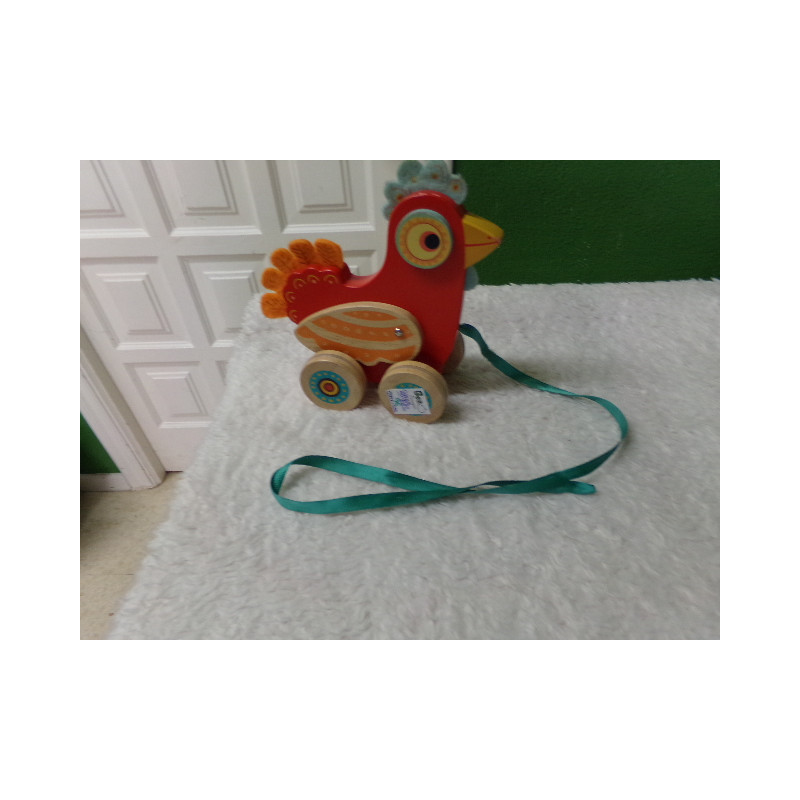 Gallina de  madera de arrastre. Djeco. Segunda mano