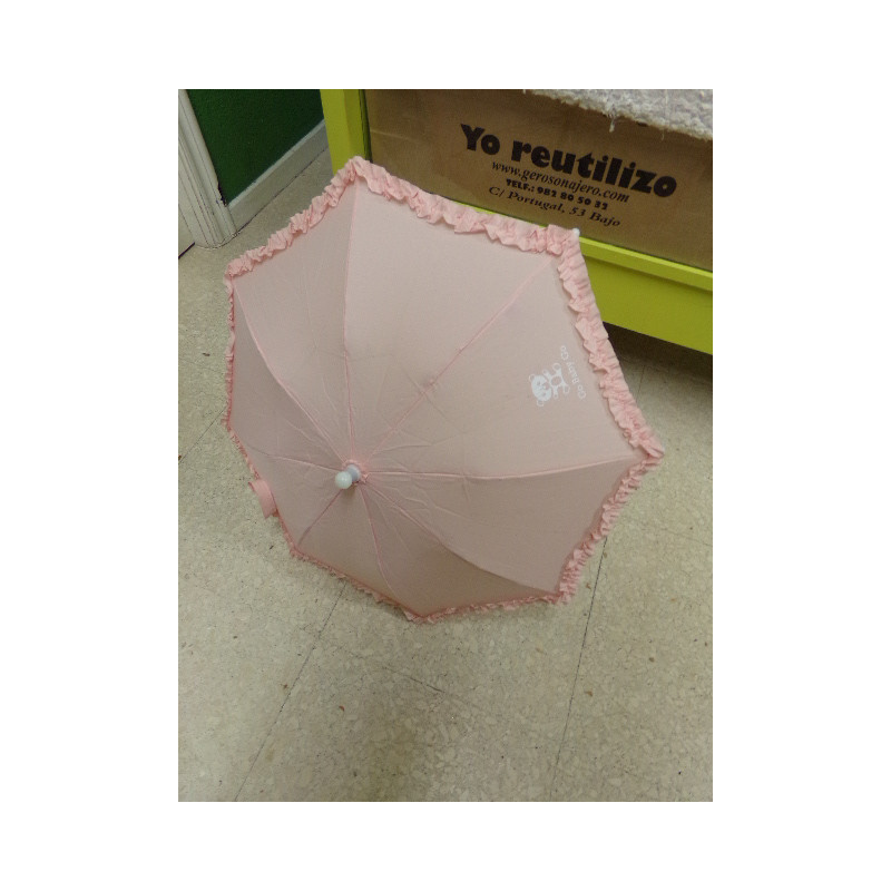 Sombrilla rosa de tela. Segunda mano