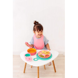 Babero de silicona rosa Suavinex