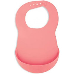 Babero de silicona rosa Suavinex