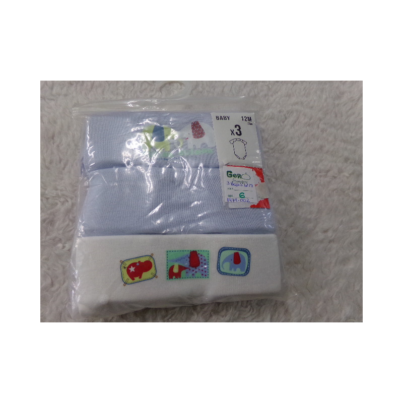 Pack 3 bodys e manga corta talla 12 meses. A estrenar